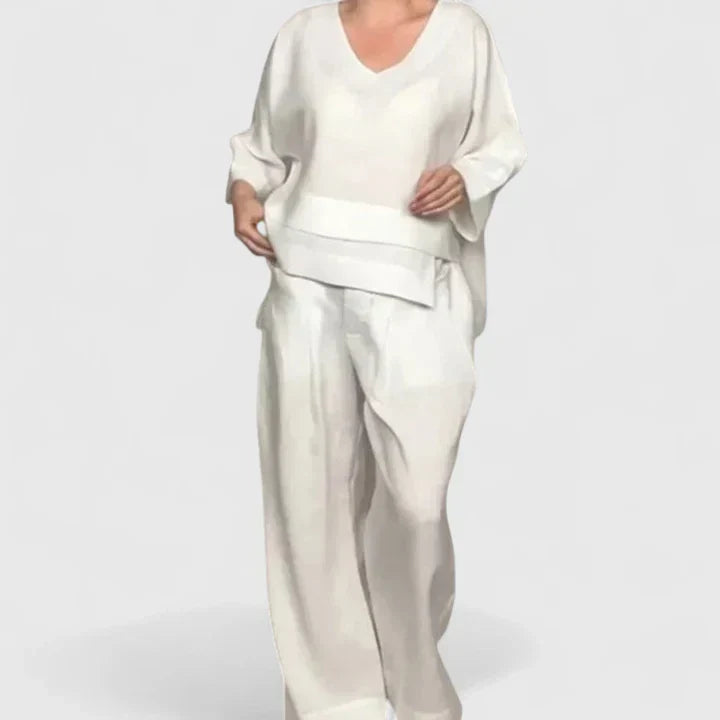 Women's Comfortable Two Piece Co-Ord Set for Weekends – White