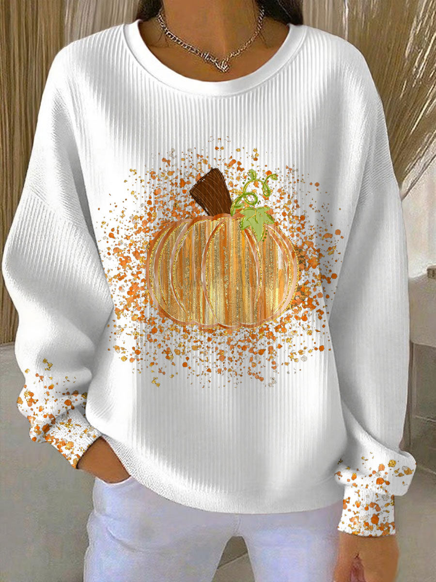 Women's Relaxed-Fit Pumpkin Art Sweatshirt for Layering – view 2