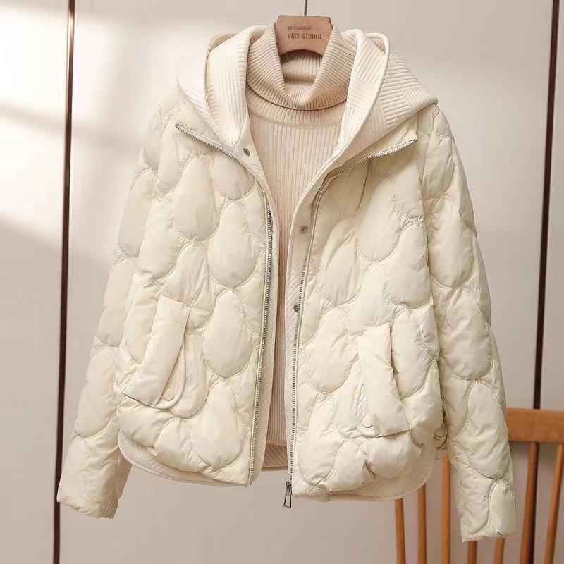 Women's Light-Weight Hood-Detail Padded Jacket – White