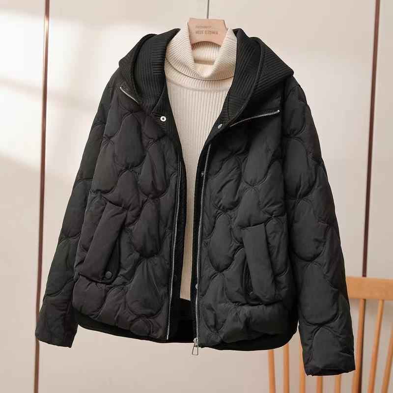 Women's Light-Weight Hood-Detail Padded Jacket – Black