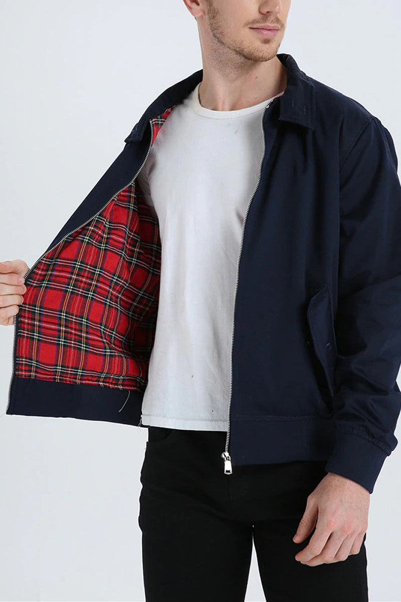 Men's Tartan-Lined Harrington Full-Zip Jacket – view 9