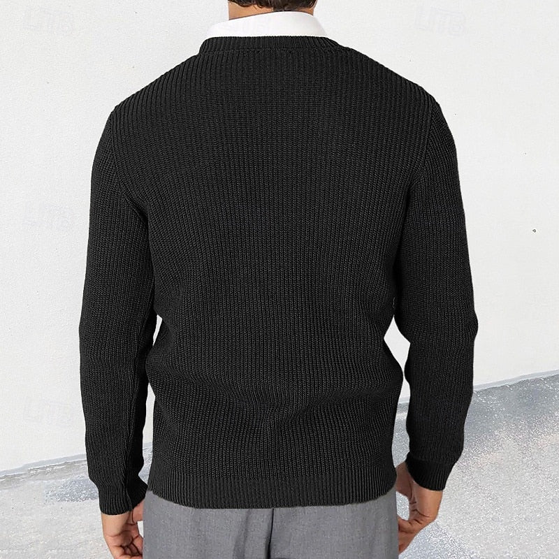 Men's Timeless V-Neckline Rib-Knit Button-Front Knit Cardigan – view 3