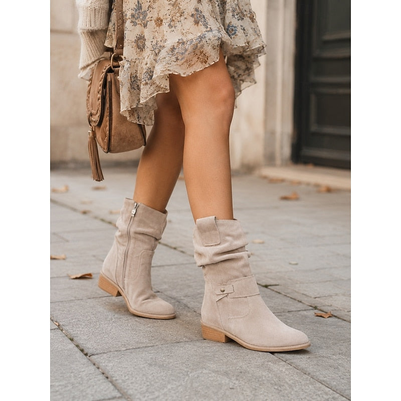 Women's Slouchy Block-Heel Booties with Side Zip – view 2