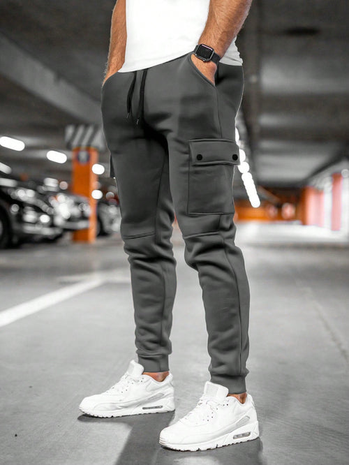 Men's Light-Weight Stretchy Crop-Length Jogging Pants – Dark Gray
