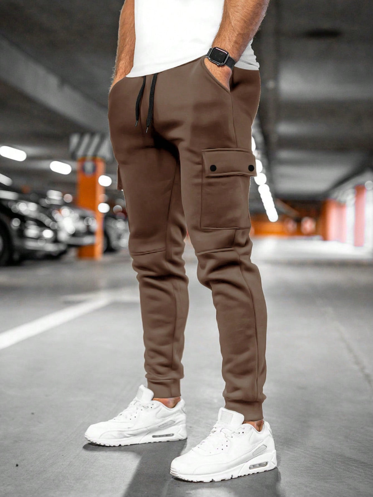 Men's Light-Weight Stretchy Crop-Length Jogging Pants – Coffee