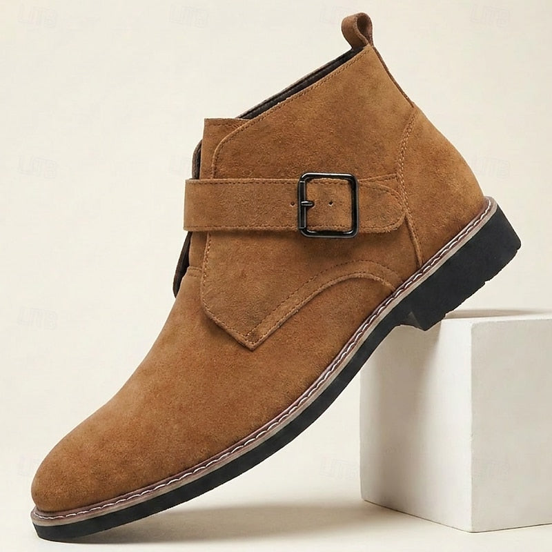 Men's Buckled Ankle Boots for Work – Brown