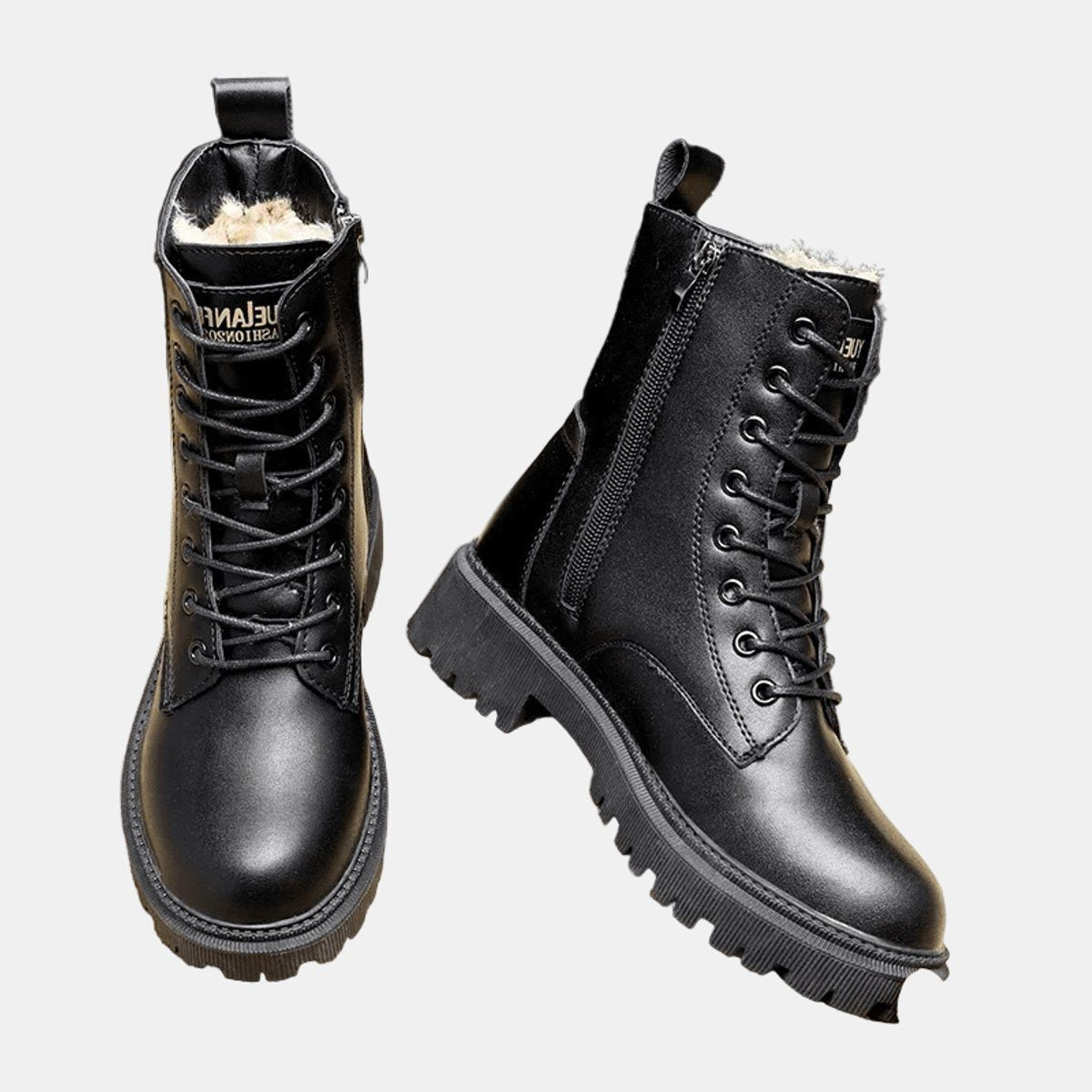Women's Fleece-Backed Laced Combat Boots – view 3