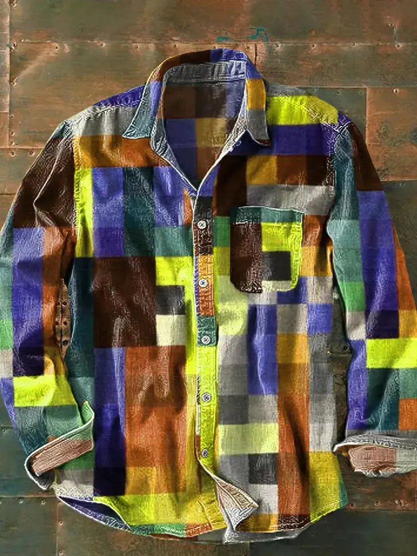Men's Print-Detail Long Sleeve Shirt – Light Green