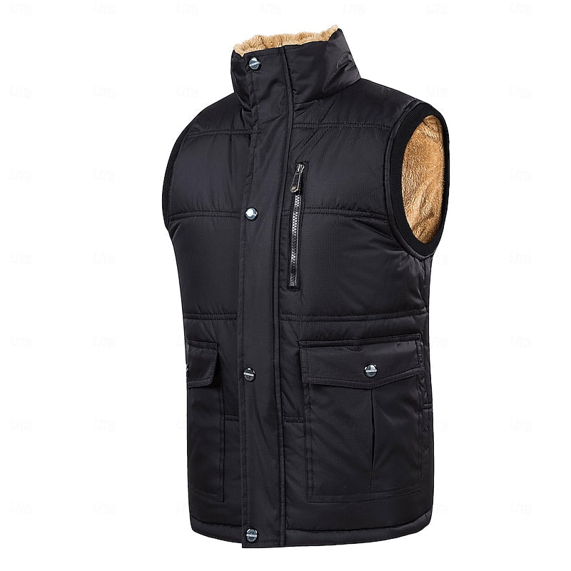 Men's Sherpa-Backed Puffer Vest – Black