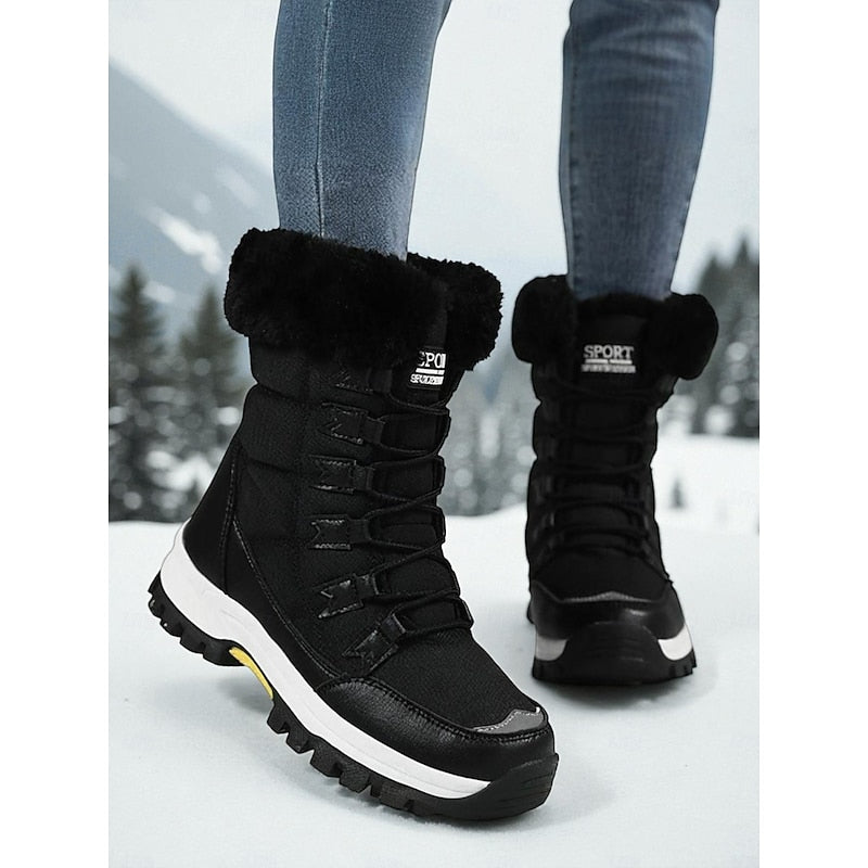 Women's Tie-Front Cold-Weather Boots with Grip Sole – Black