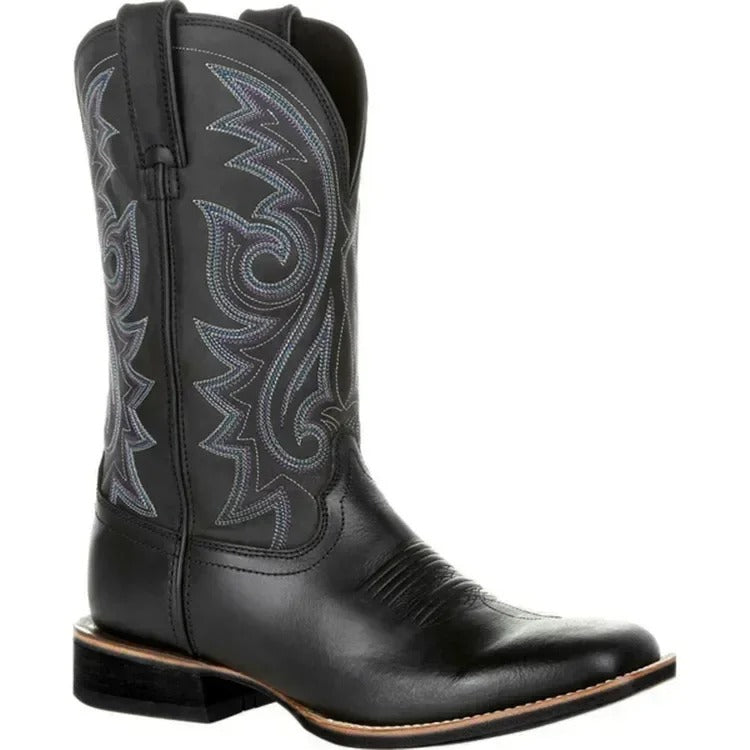Women's Structured Western Cowboy Boots – Black