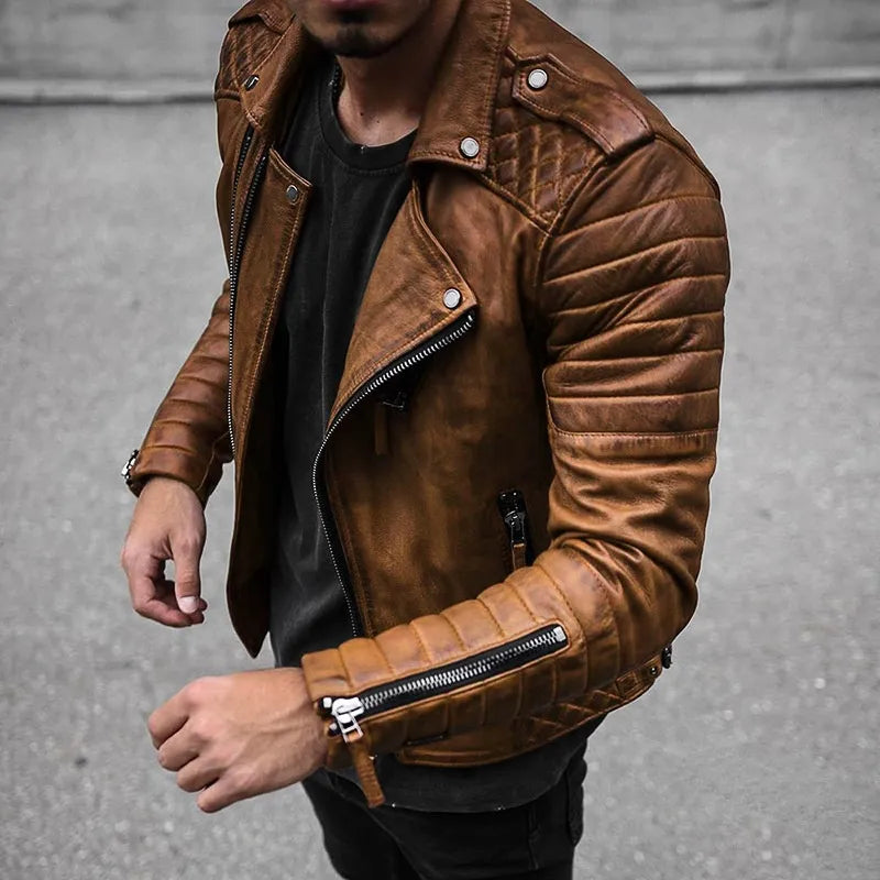 Men's Relaxed-Fit Leather Shirt Jacket – Brown
