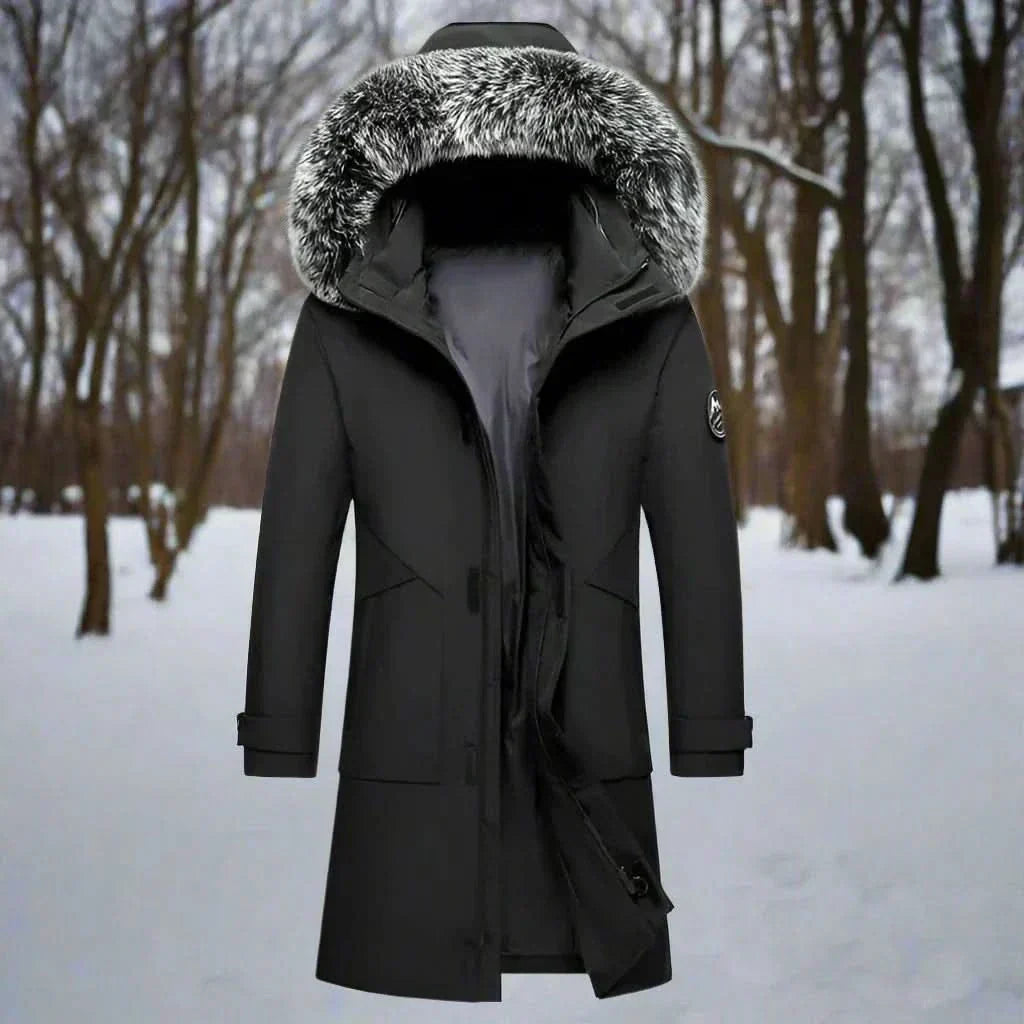 Men's Water-Repellent Long Hood-Detail Cold-Weather Parka – view 1