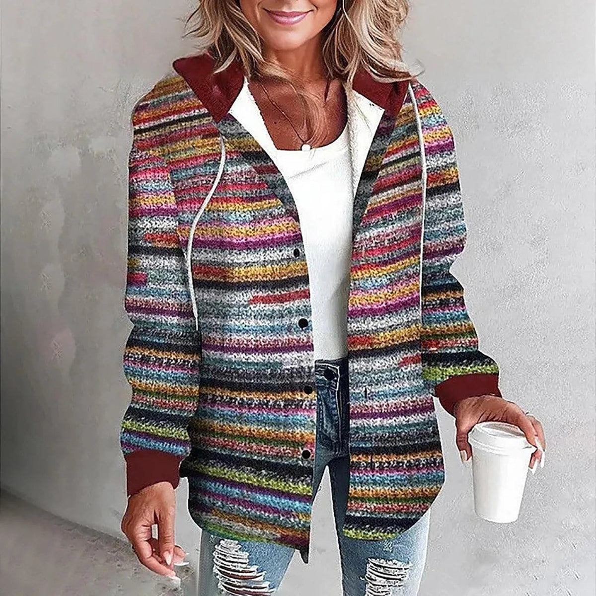 Women's Plaid Relaxed-Fit Knit Cardigan – view 6