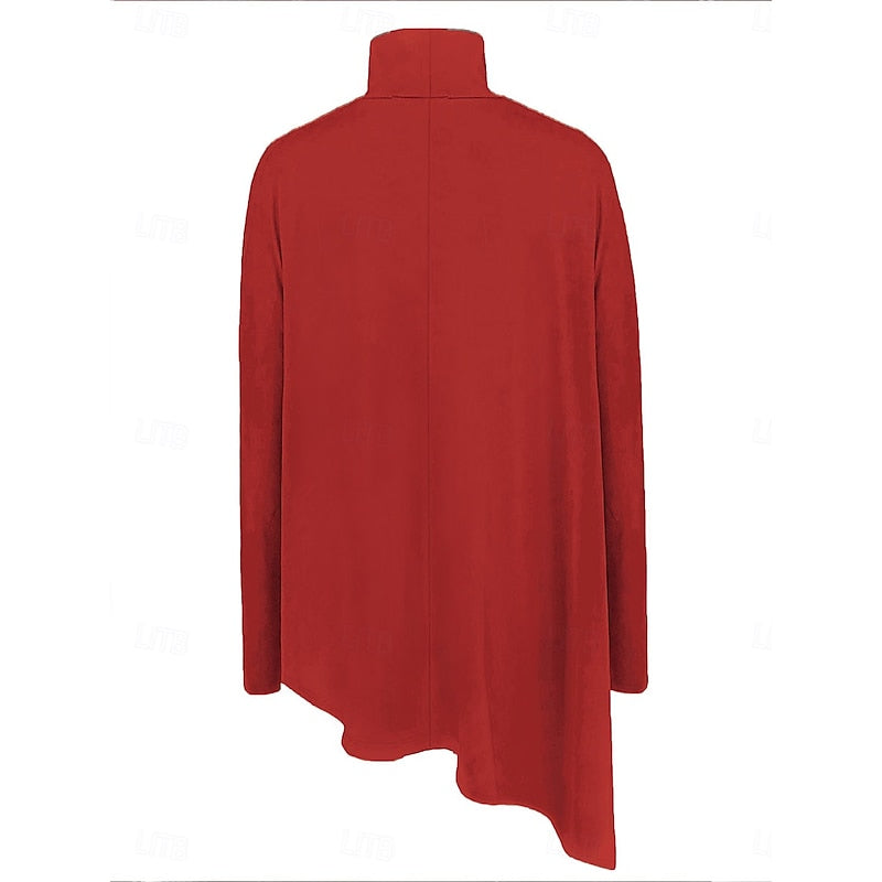 Women's Draped Asymmetric Hem Roll-Neck Knit Pullover – view 5