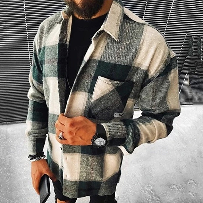 Men's Rugged Checked Overshirt – Green