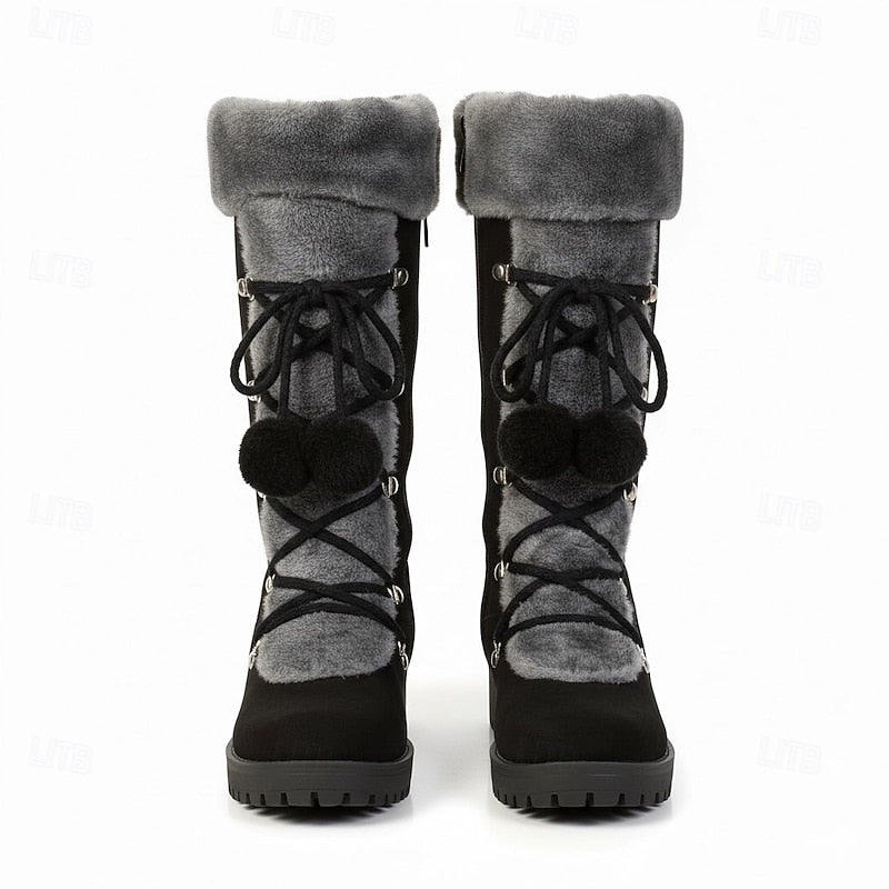 Women's Fur-Trim Laced Mid-Calf Snow Boots – view 6