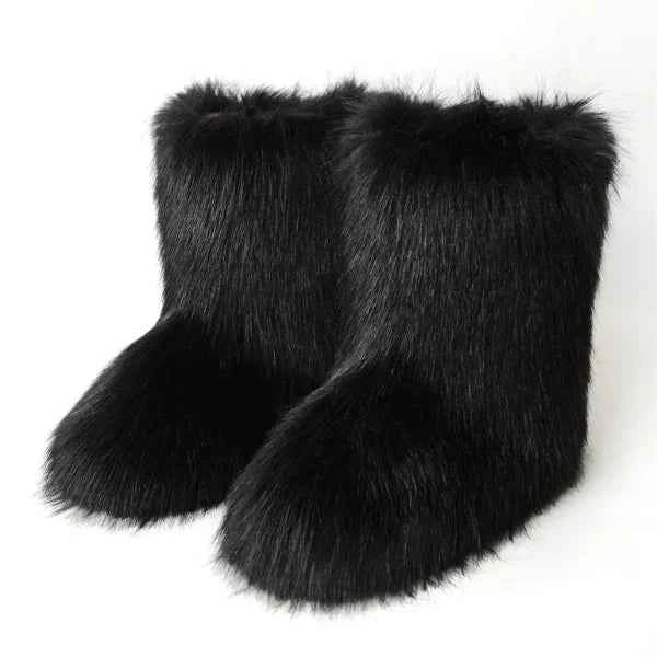 Women's Plush Texture Pull-On Booties – Black