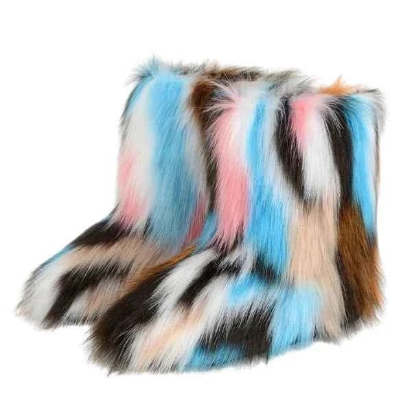 Women's Plush Texture Pull-On Booties – Light Blue