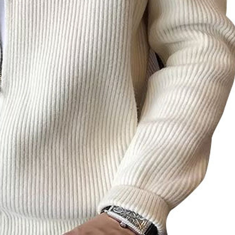 Men's Standing Collar Zip Knit Cardigan for Layering – view 6