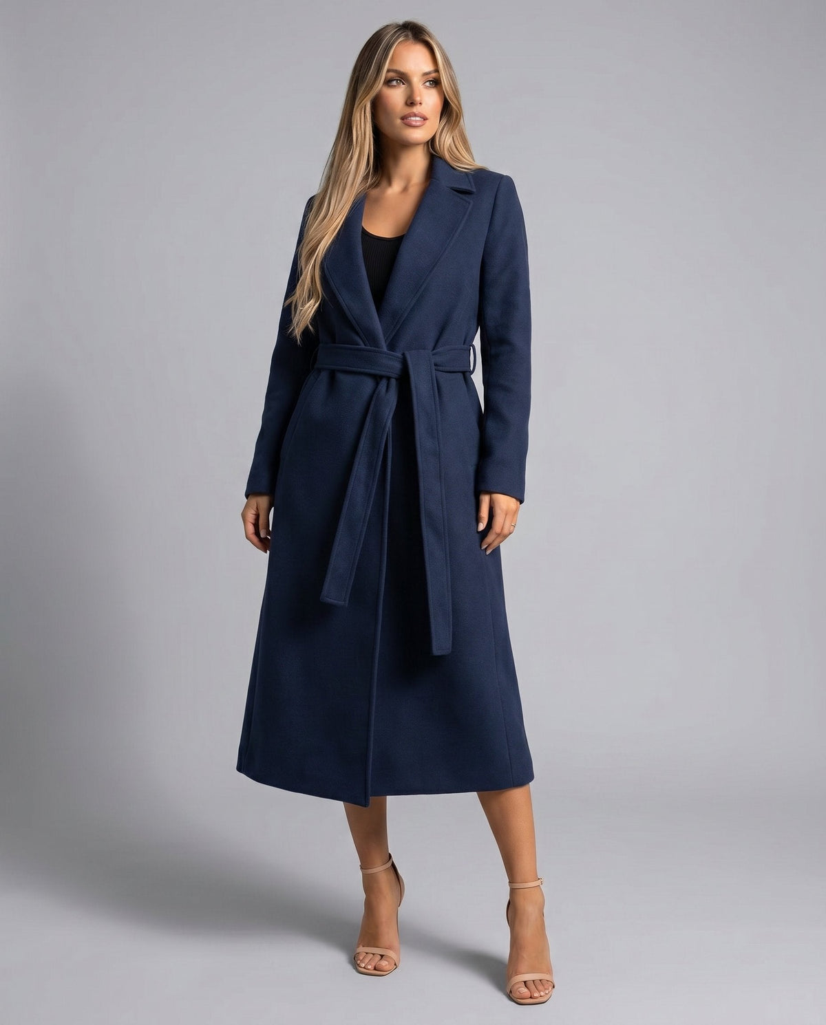 Women's Belt-Detail Wool Blend Long Lapel Trench Coat – view 4