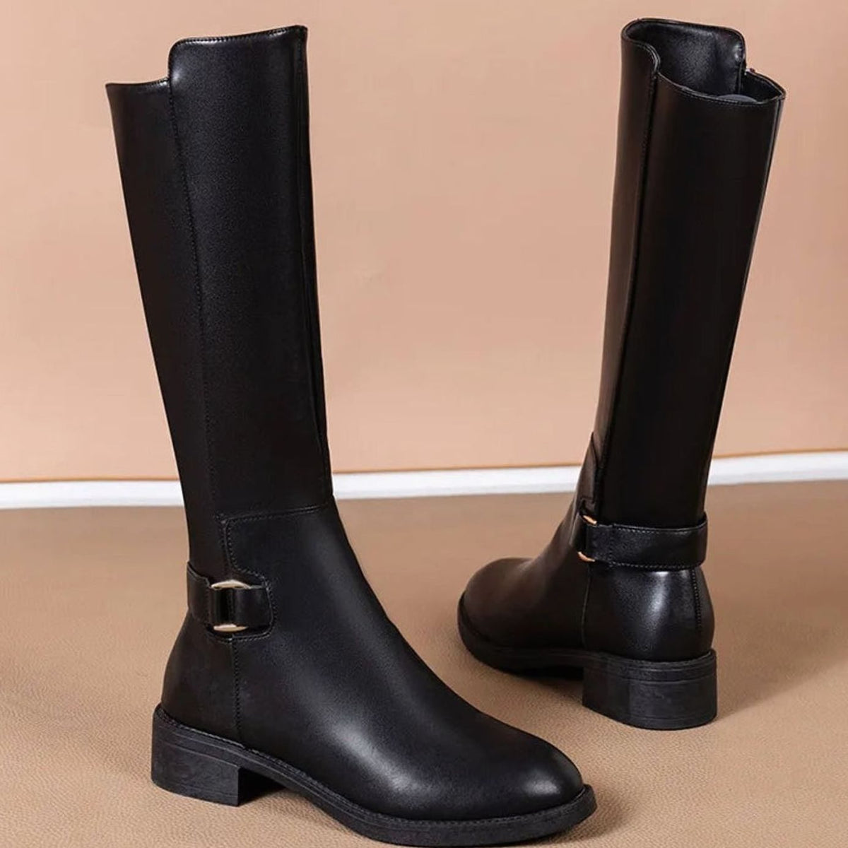Women's Back-Zip Knee-High Boots – Black
