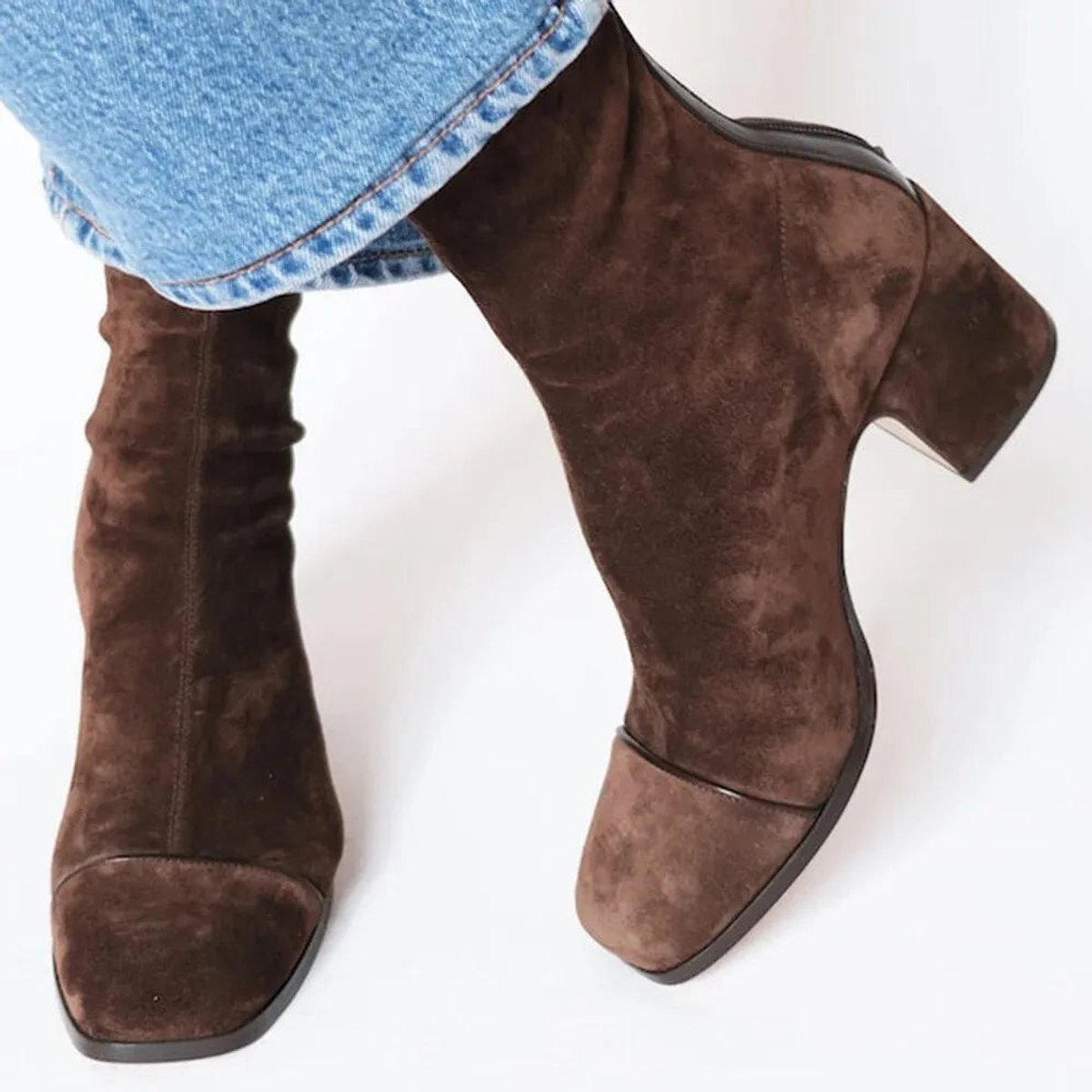 Women's Block-Heel Suede-Finish Leopard-Toe Booties – view 2