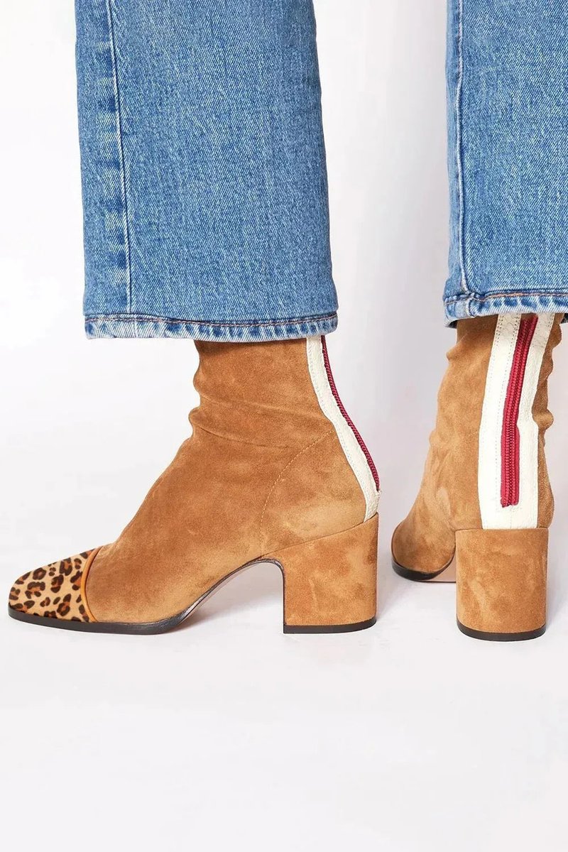 Women's Block-Heel Suede-Finish Leopard-Toe Booties – view 6