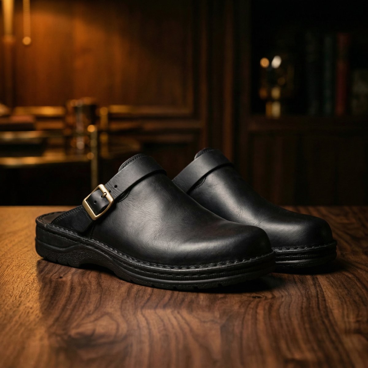 Women's Leather Easy-On Clog Boots – Black