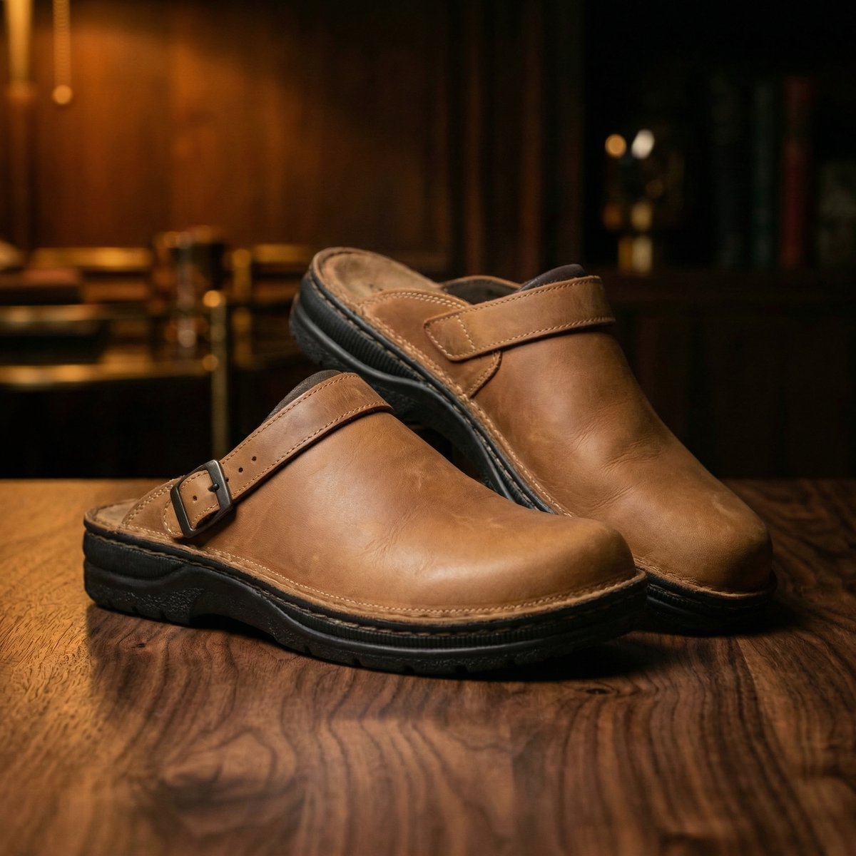 Women's Leather Easy-On Clog Boots – Brown