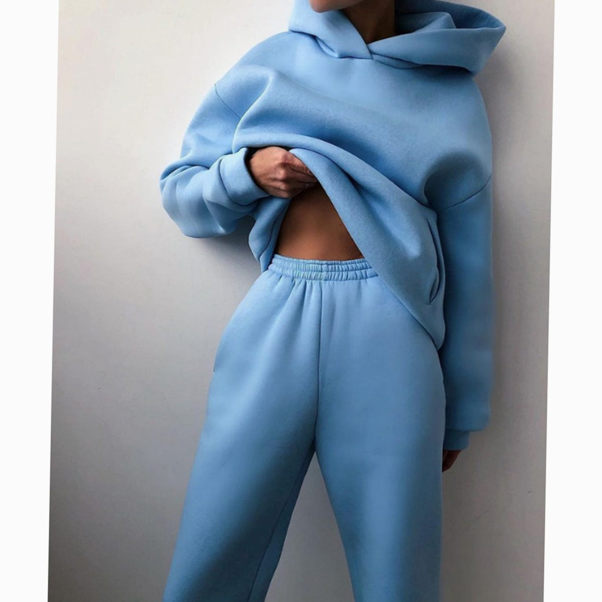 Women's Everyday Loose-Fit Hoodie Jogger Set – Blue
