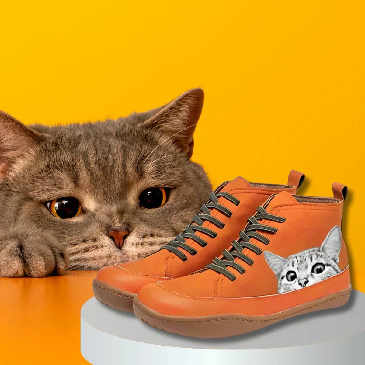 Women's Cat Print Leather Booties – view 6