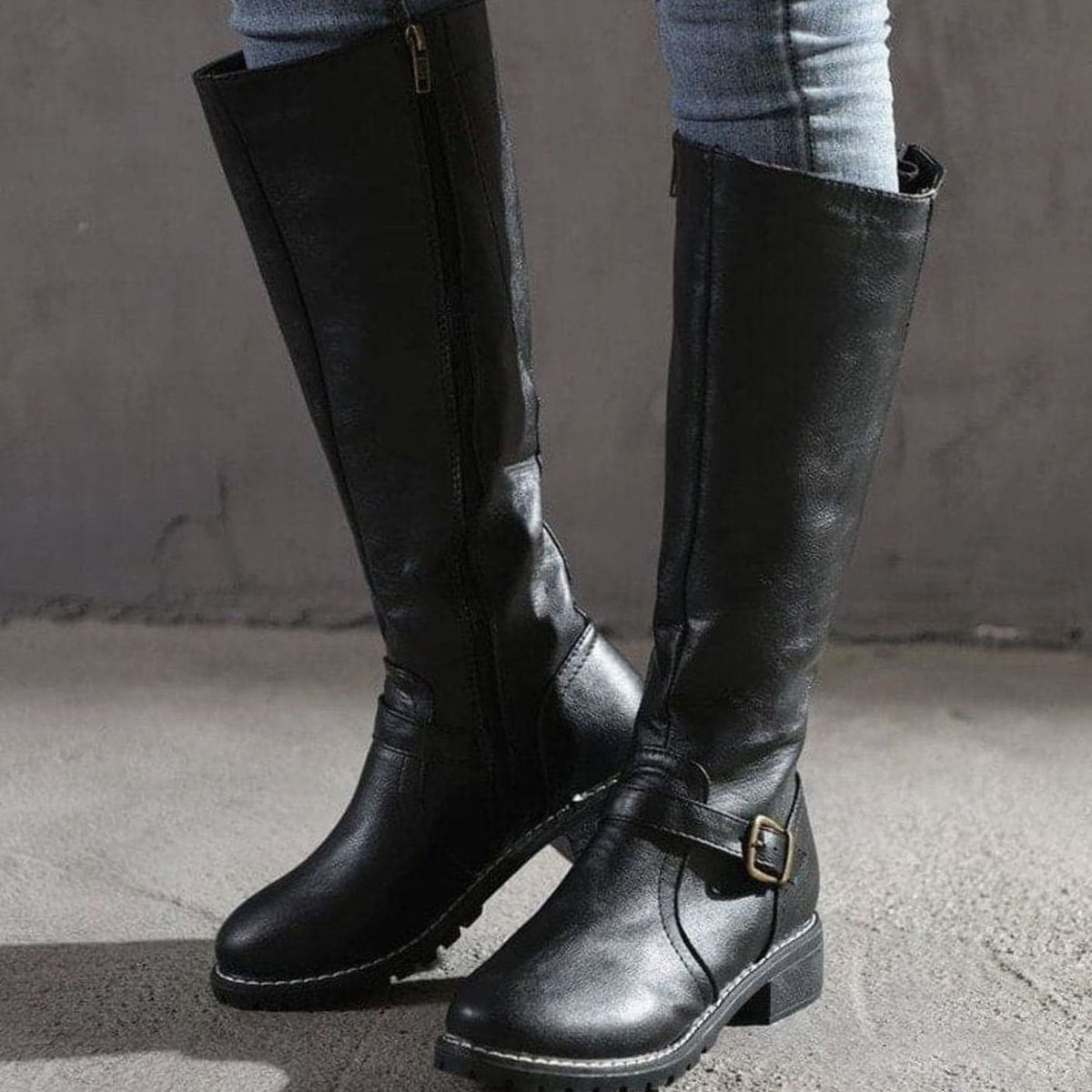 Women's Timeless Buckle-Detail Side-Zip Knee-High Boots – view 4
