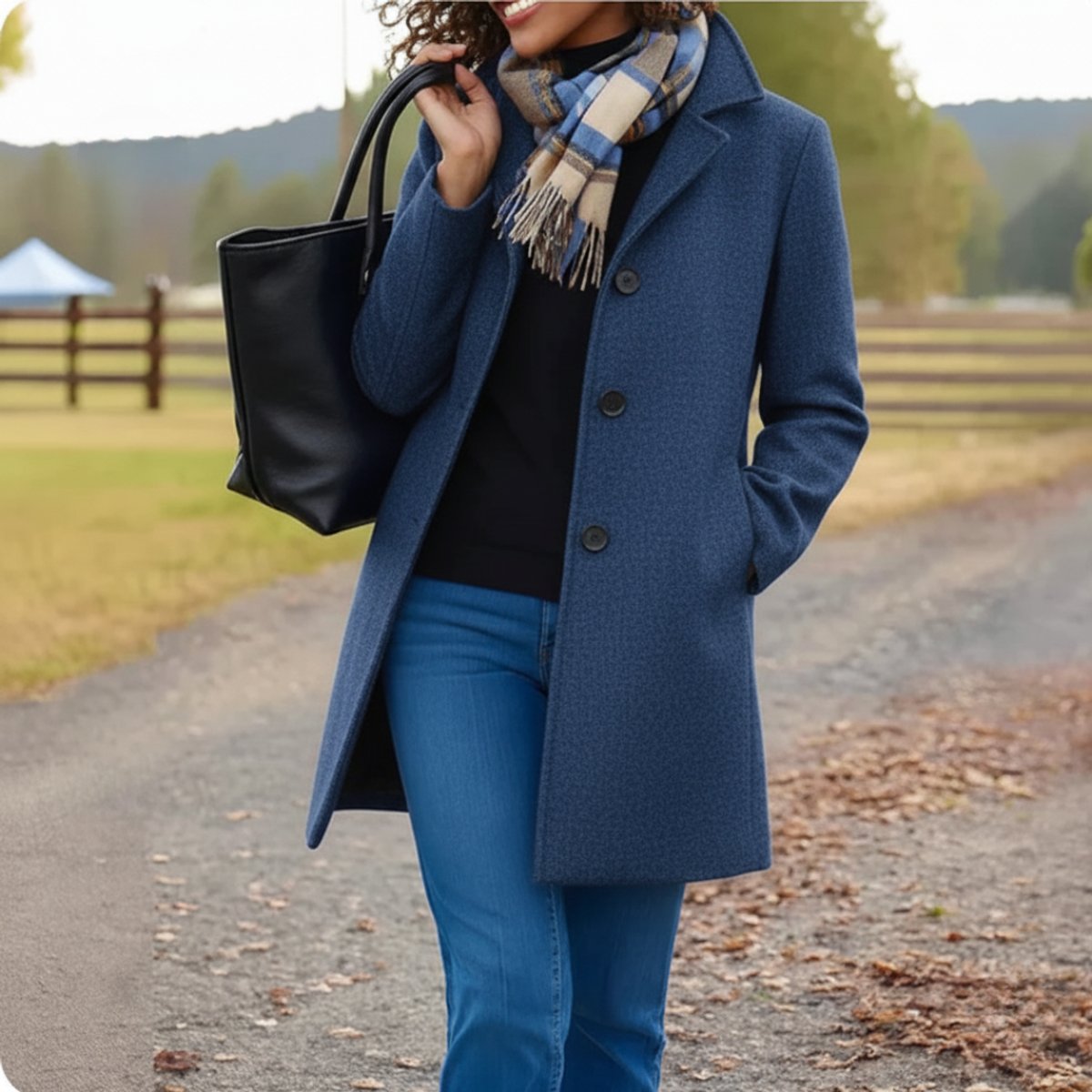 Women's Mid-Length Wool-Blend Coat for Fall – view 6