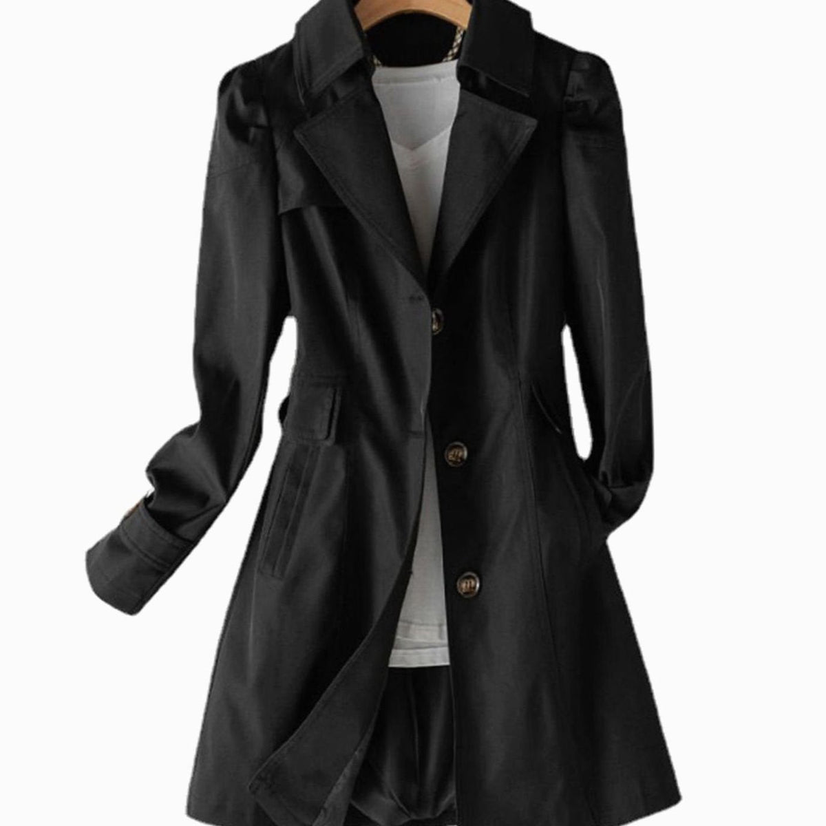 Women's Fitted Trench Coat – Black