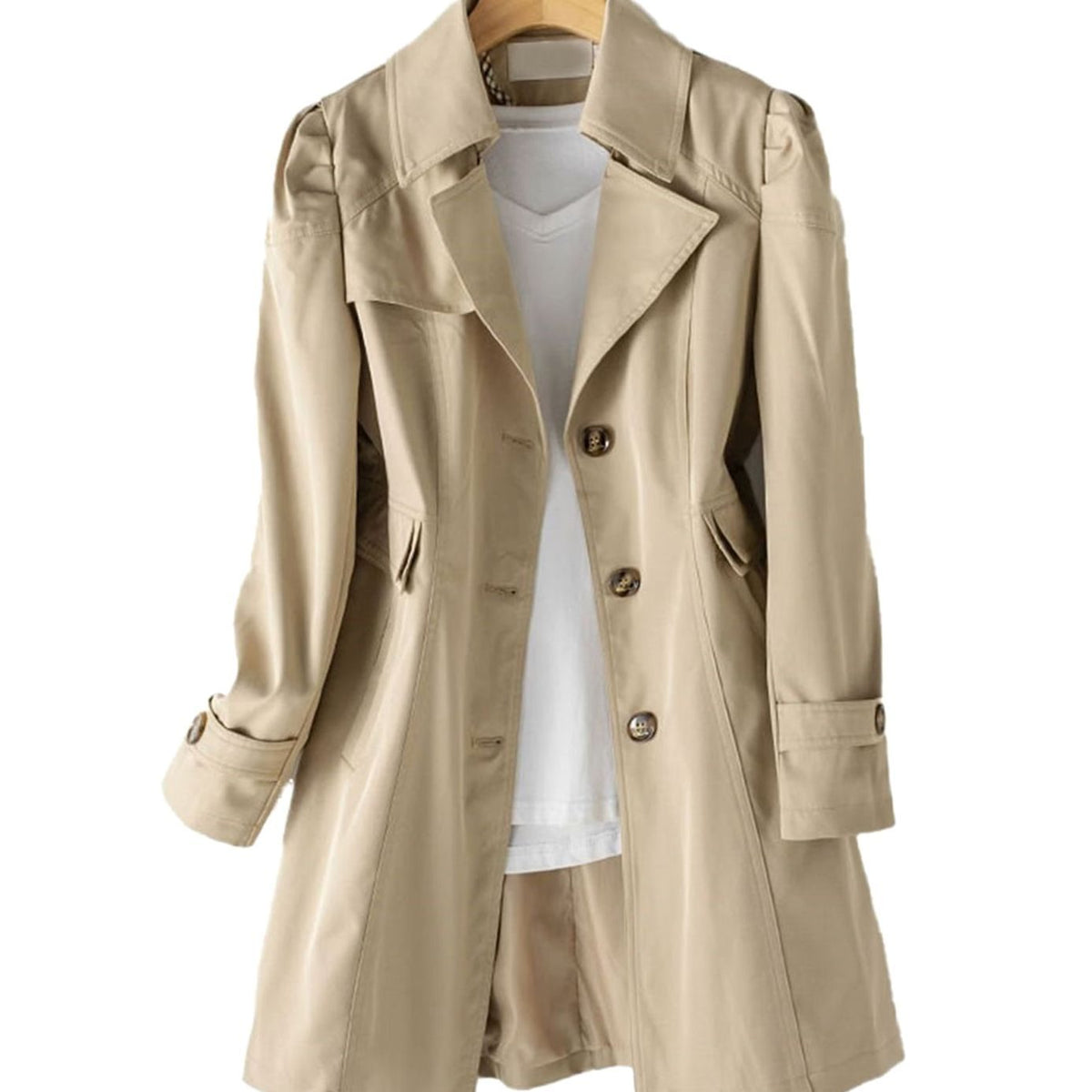 Women's Fitted Trench Coat – Khaki