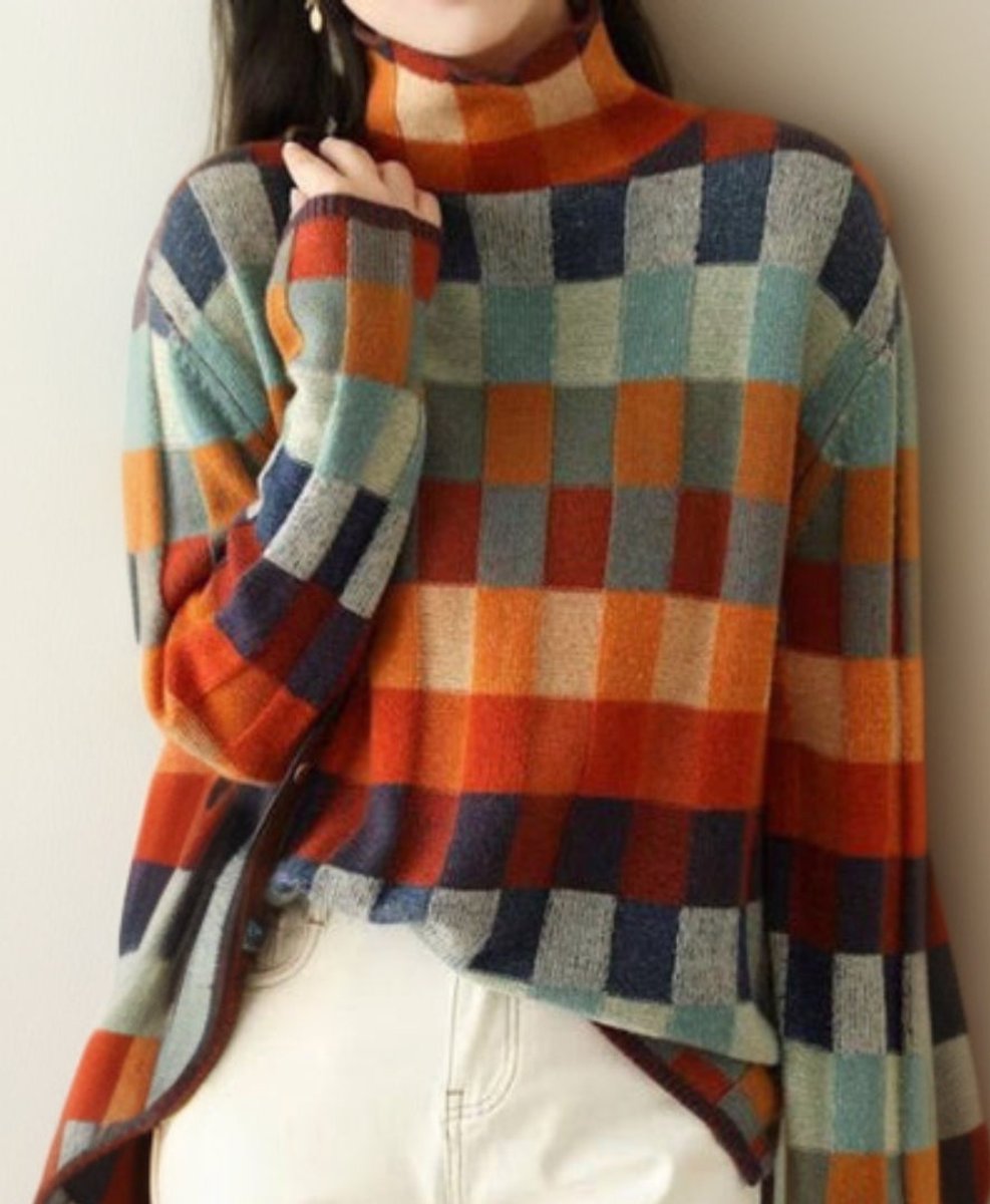 Women's Colorblock Roll-Neck Knit Pullover – S