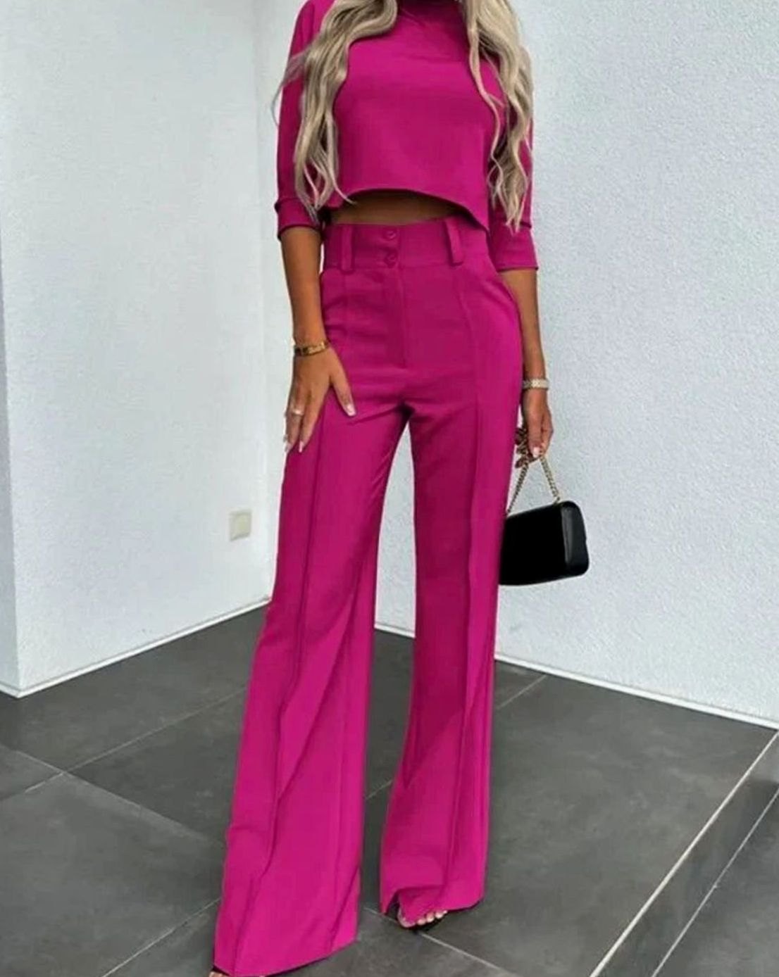 Women's Crop-Length Top and Flared-Leg Trouser Set – view 7