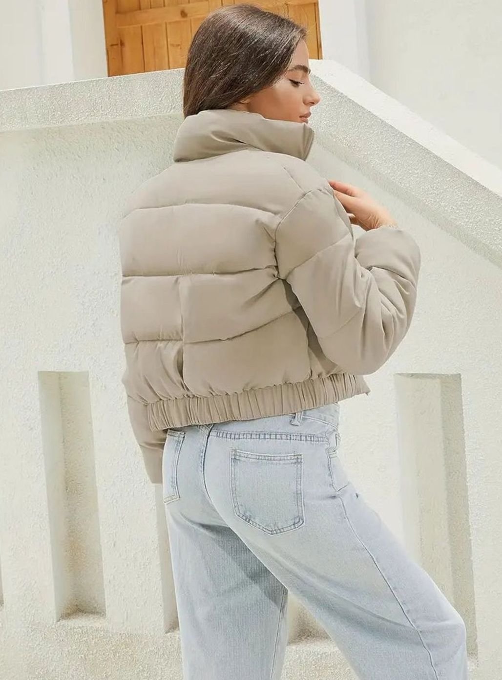 Women's Crop-Length Stand-Collar Puffer Jacket – view 3