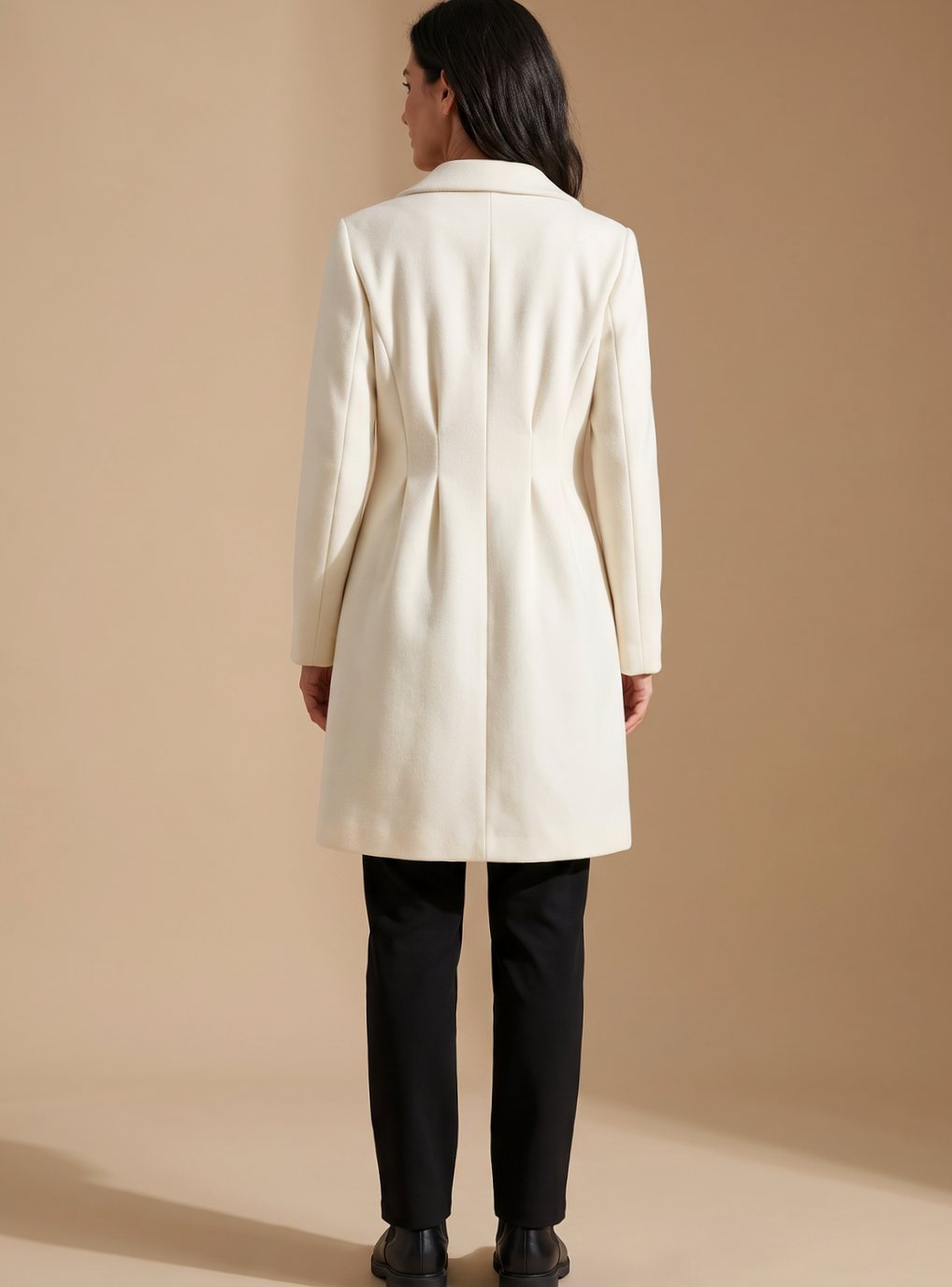 Women's Flared Knee-Length Wool-Blend Coat for Layering – view 4