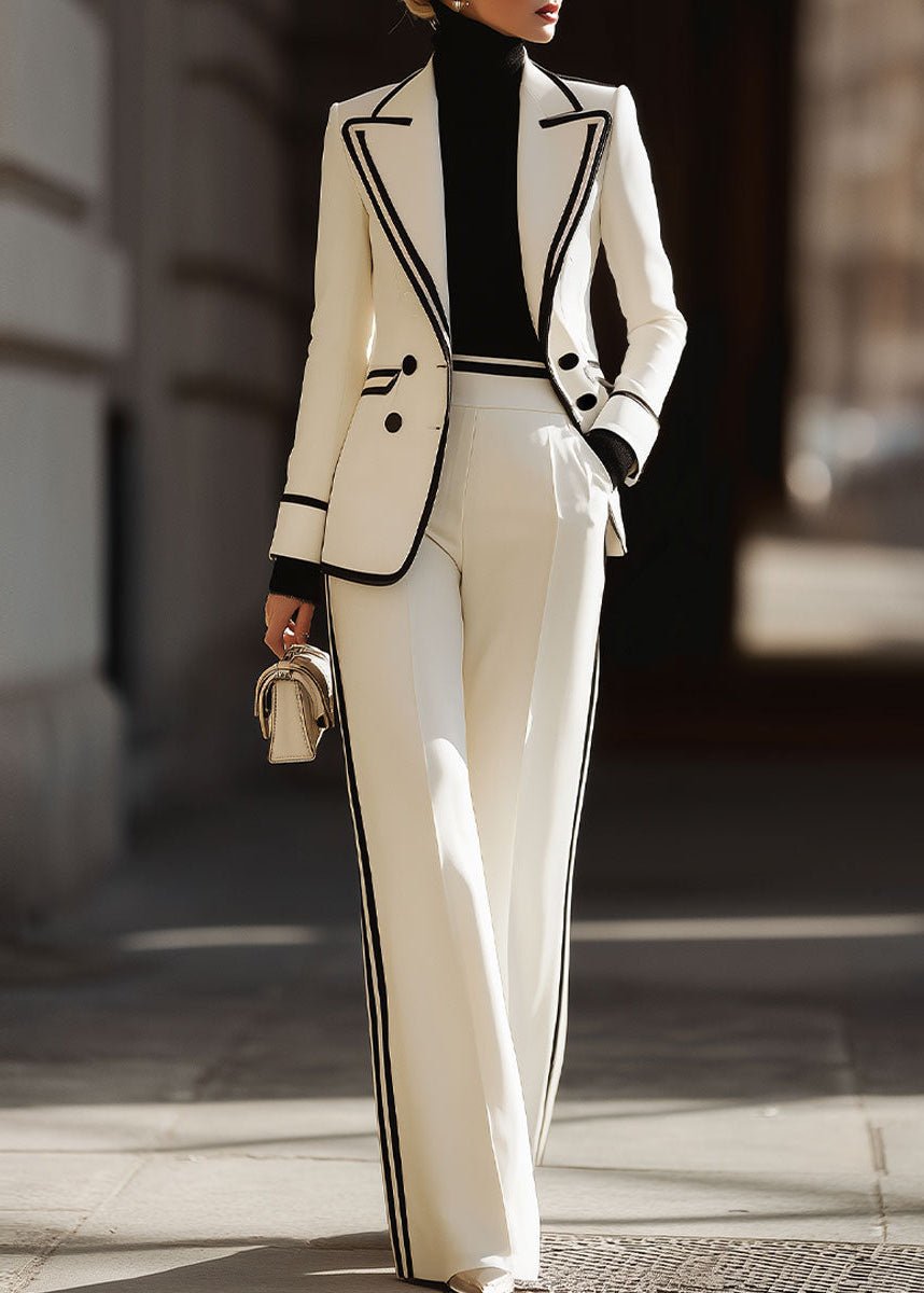 Women's Double-Breast Blazer Wide-Cut Suit Set – view 2
