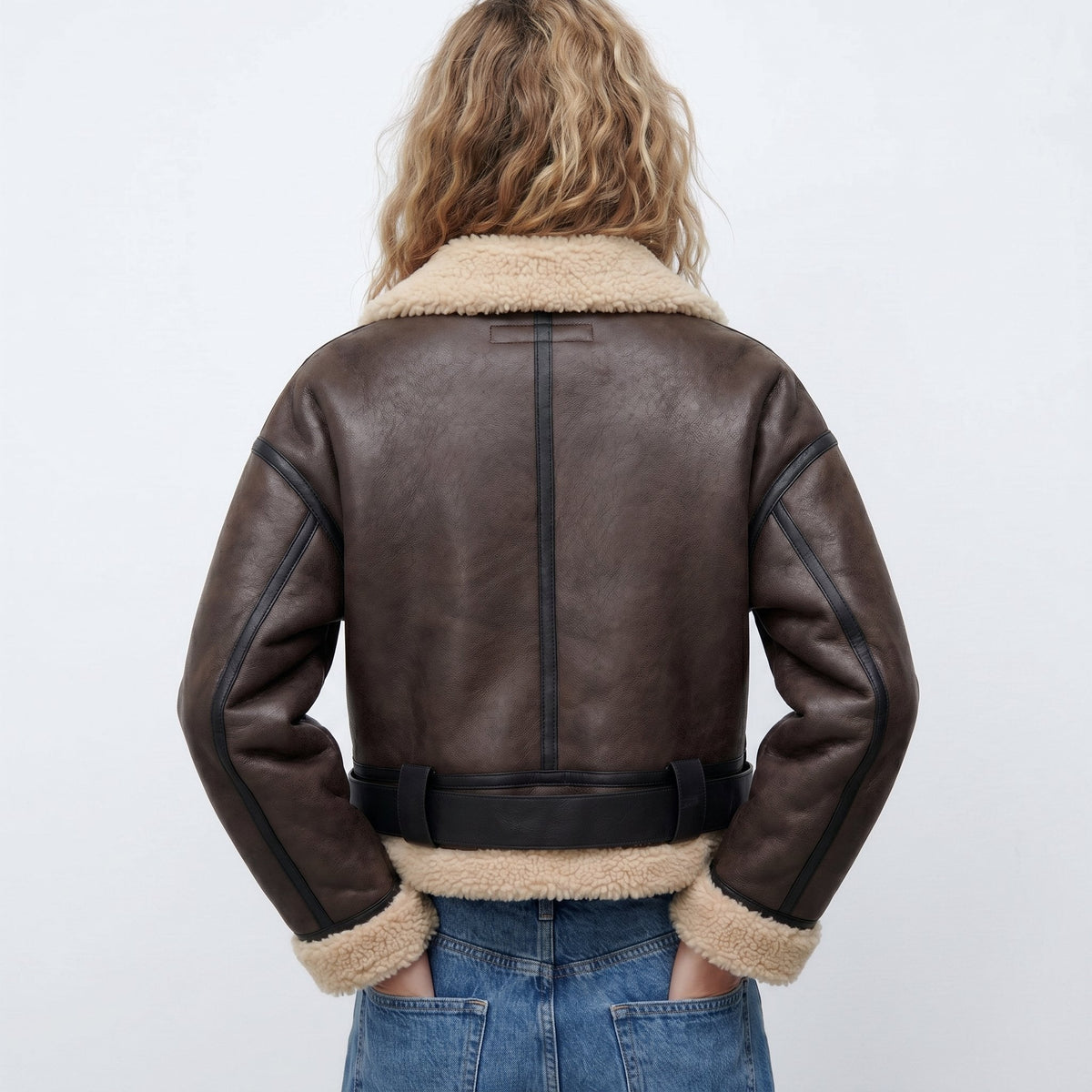 Women's Double-Sided Shearling-Lined Bomber Jacket – view 4