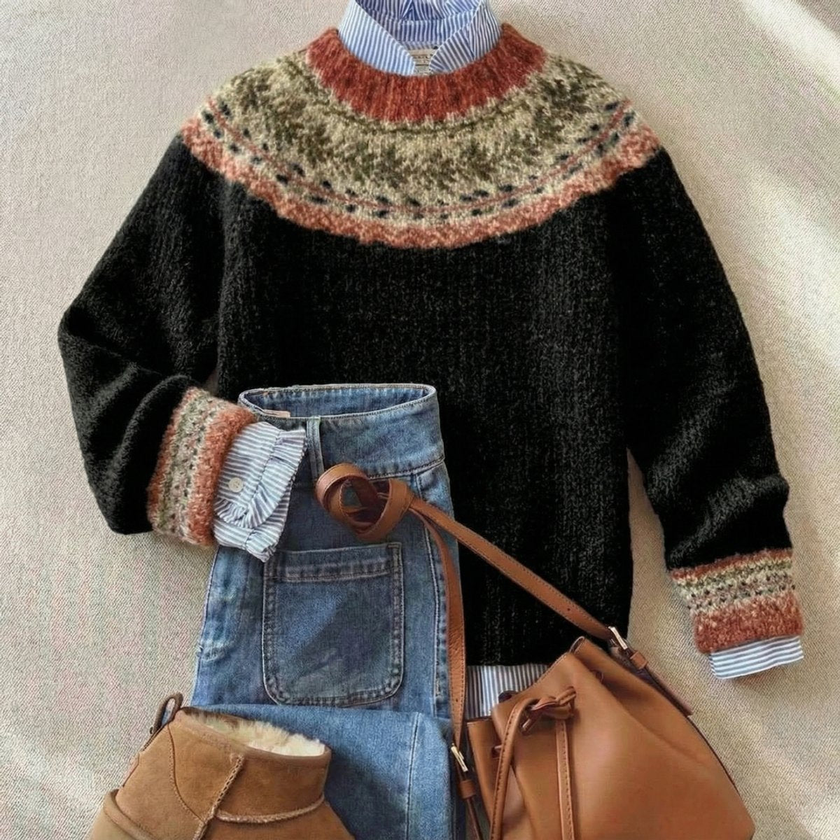 Women's Fair Isle Nordic Knit Pullover – Black Heritage