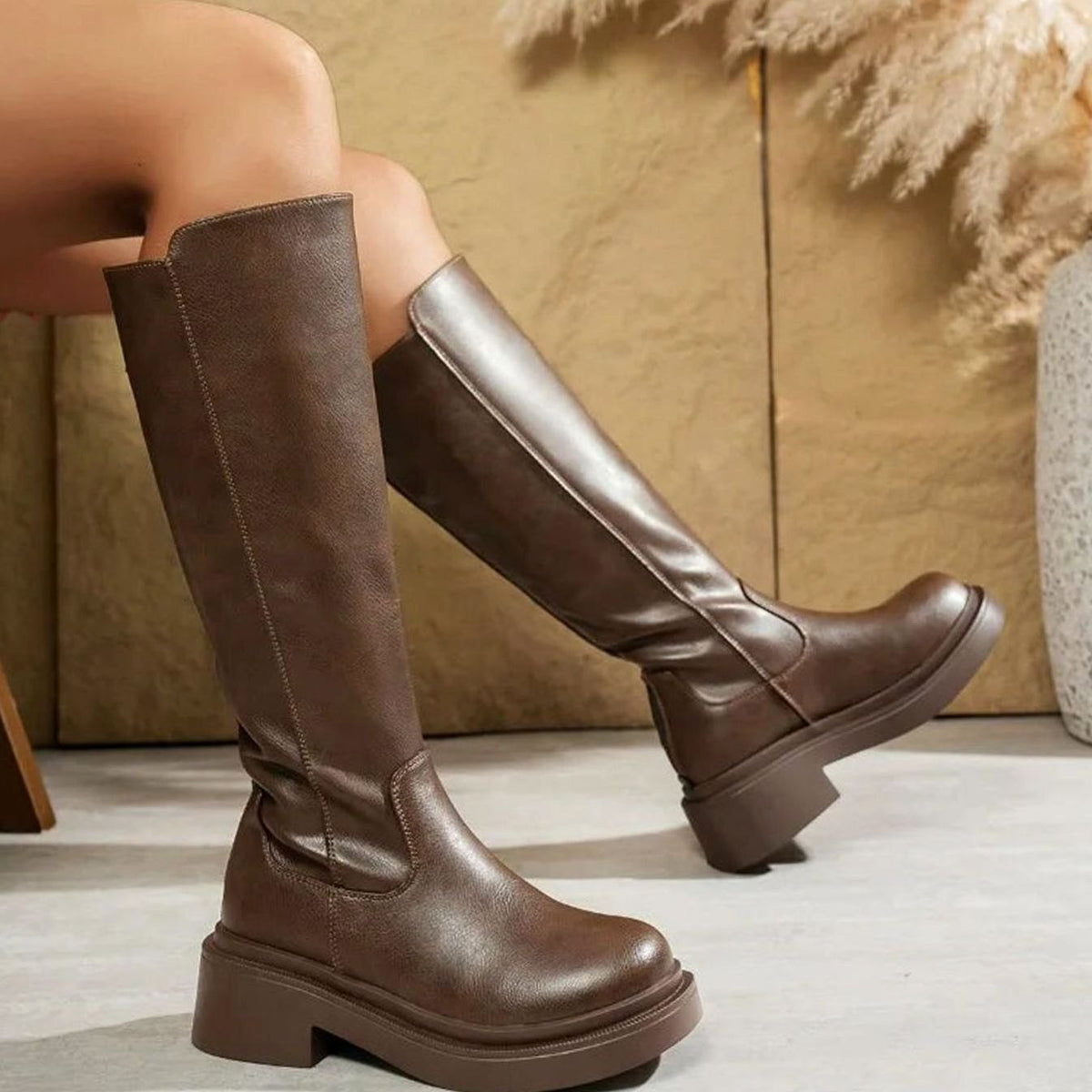 Women's Chunky-Knit Platform-Sole Knee-High Boots – view 4