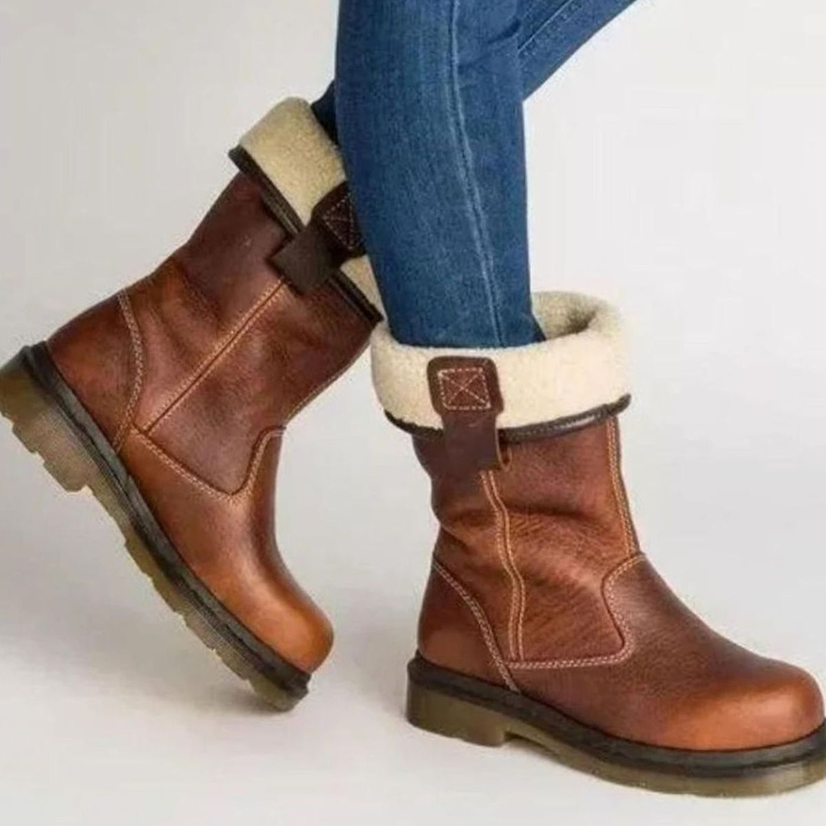 Women's Sherpa-Backed Pull-On Cold-Weather Boots – Brown