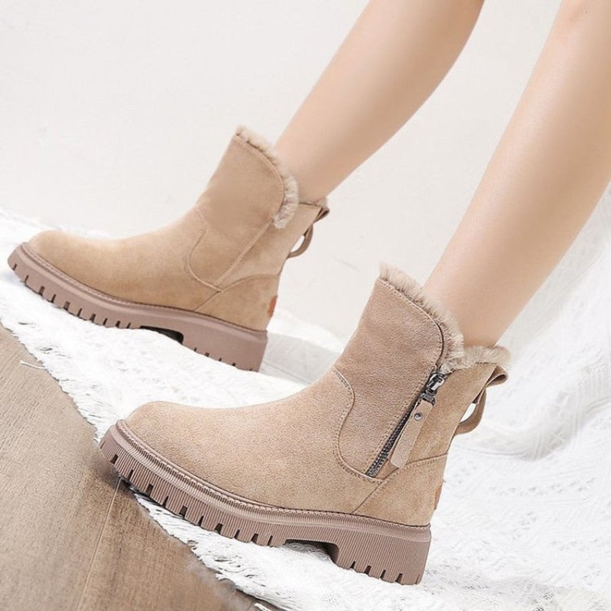 Women's Fleece-Backed Suede-Finish Pull-On Cold-Weather Booties – view 4