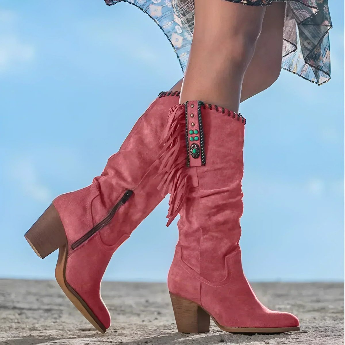 Women's Suede-Finish Western Knee High Boots – view 4