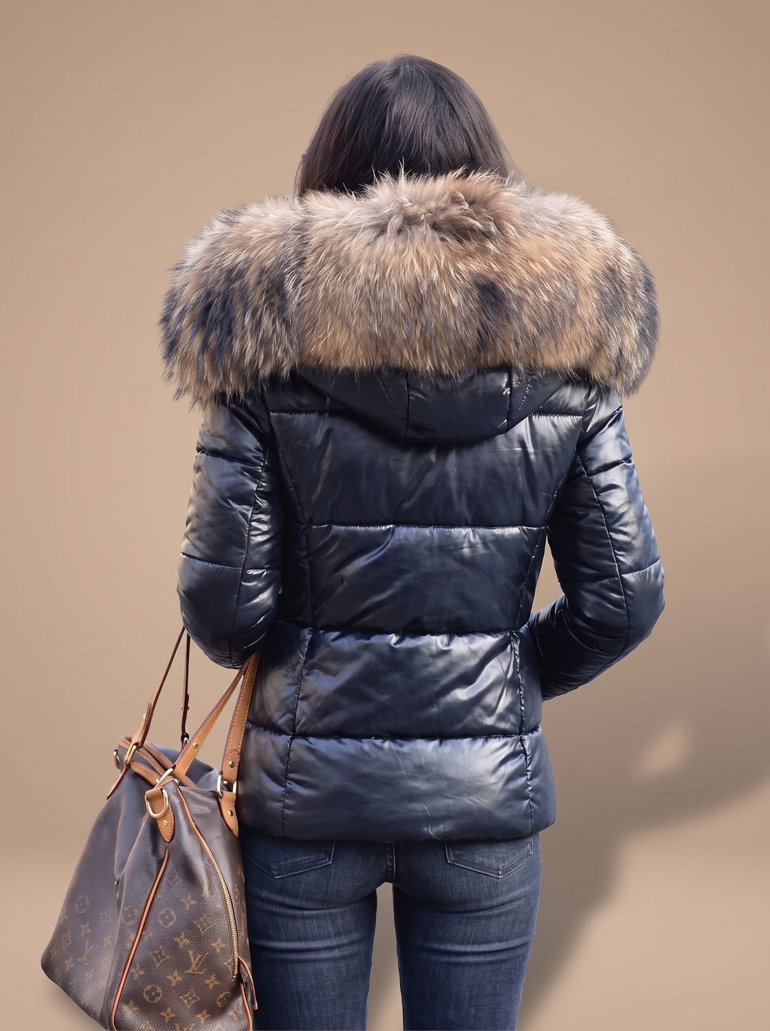 Women's Fur-Trim Hood Tailored Padded Puffer Coat – view 7