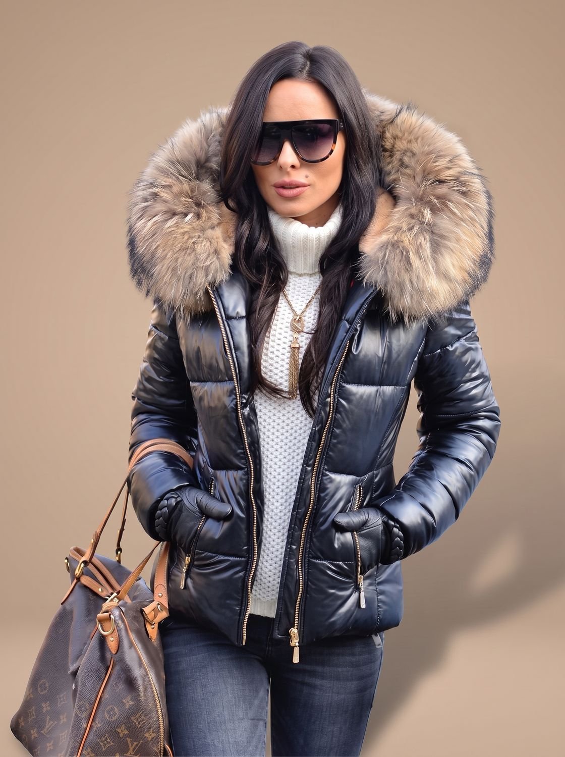 Women's Fur-Trim Hood Tailored Padded Puffer Coat – view 8
