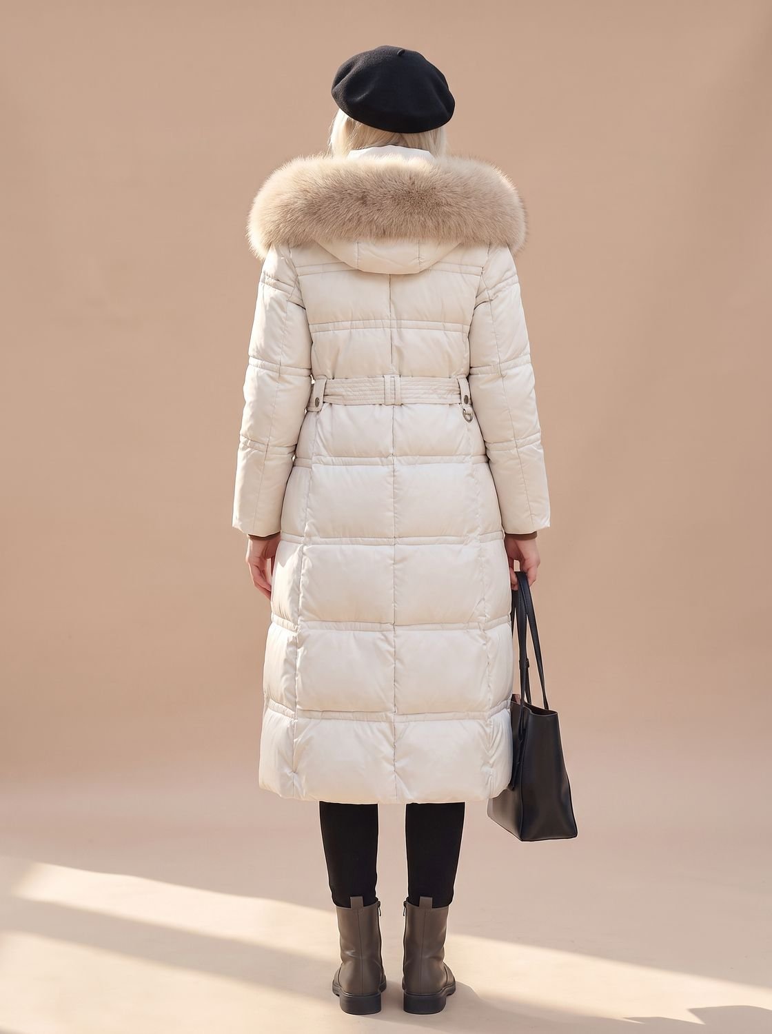 Women's Belt-Detail Mid-Calf Puffer Coat – view 6